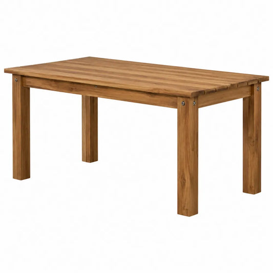 Table de jardin rectangulaire 160 cm x 90 cm x 75 cm en bois massif acacia finition huilée brun naturel plateau à lattes